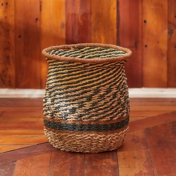 NWT Anthropologie Diamond Stripe Woven Basket Pot Small 5” - Picture 2 of 8